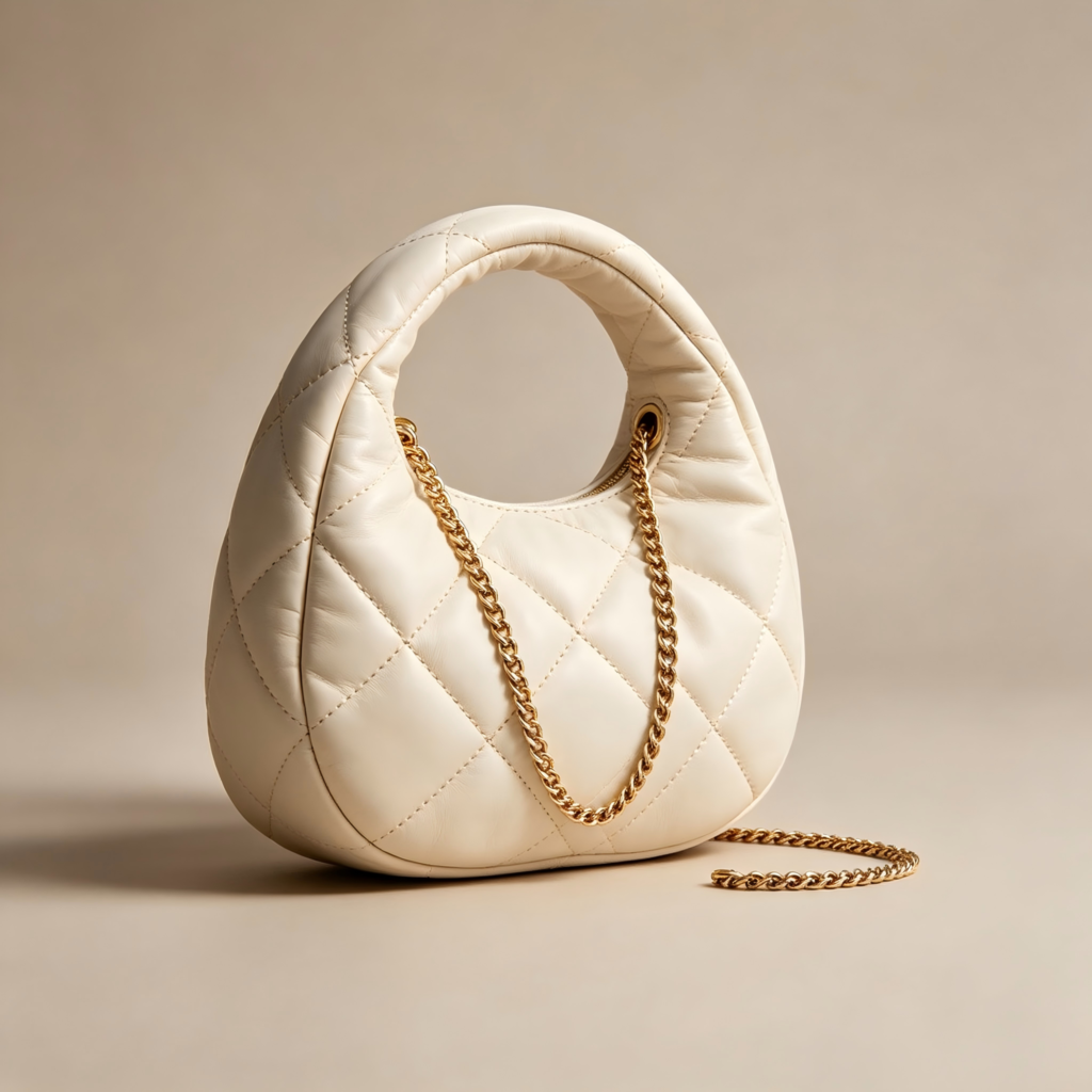 Mirbova Pastel Pink Quilted Crescent Shoulder Bag