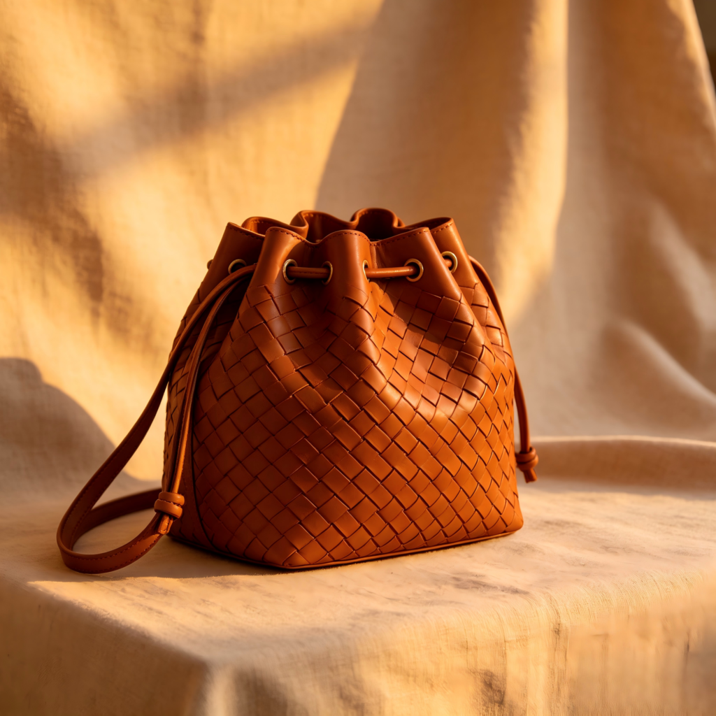Mirbova Rich Rust Brown Drawstring Bucket Bag