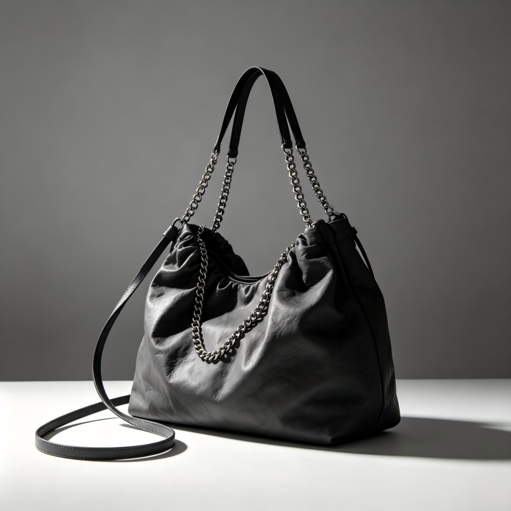Mirbova Supple Black Leather Drawstring Pouch