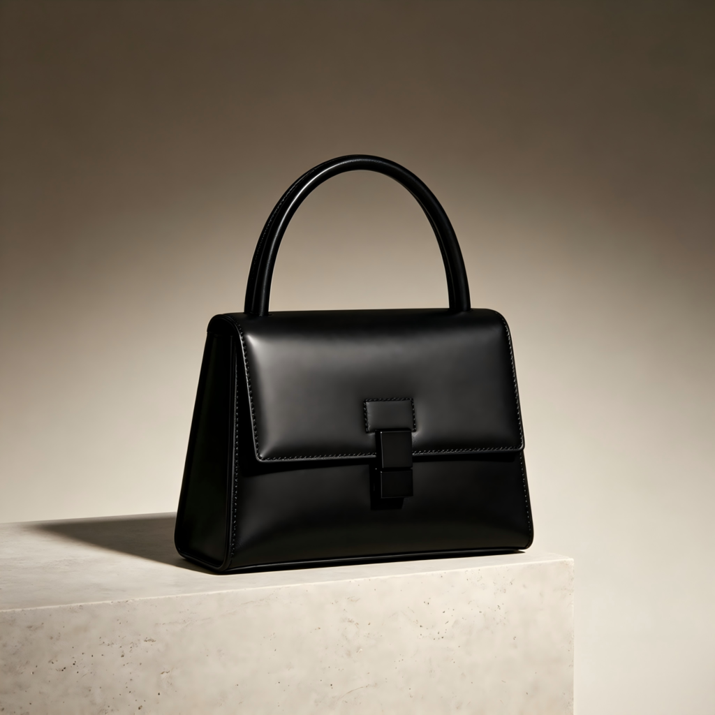 Mirbova Classic Structured Black Flap Handbag