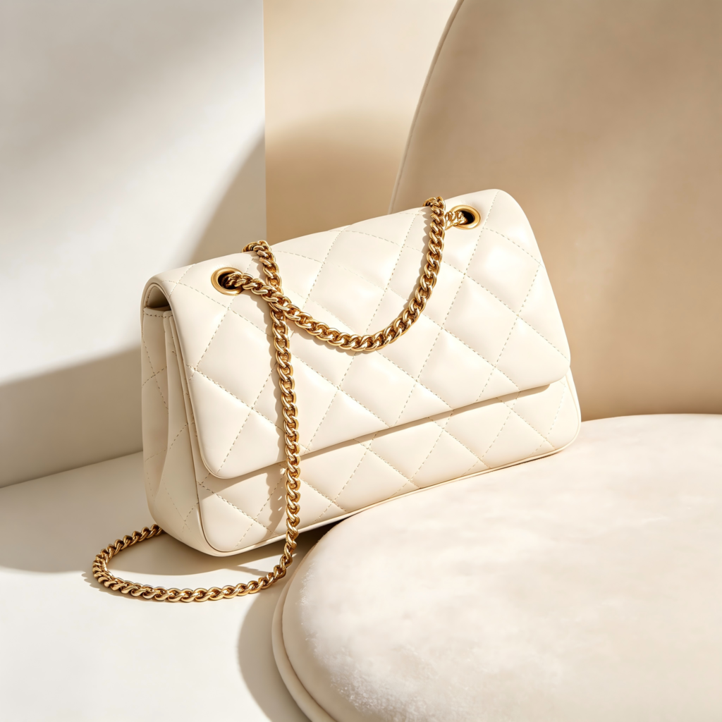 Mirbova Chic Cream Quilted Crossbody Bag