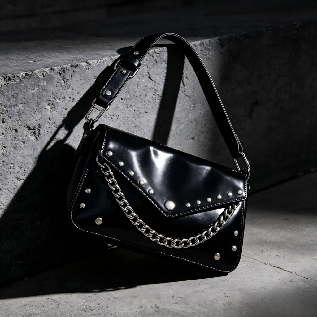 Mirbova Edgy Black Studded Crossbody Bag