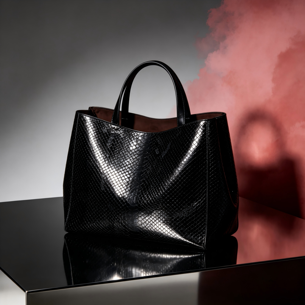 Mirbova Structural Minimalist Black Leather Tote