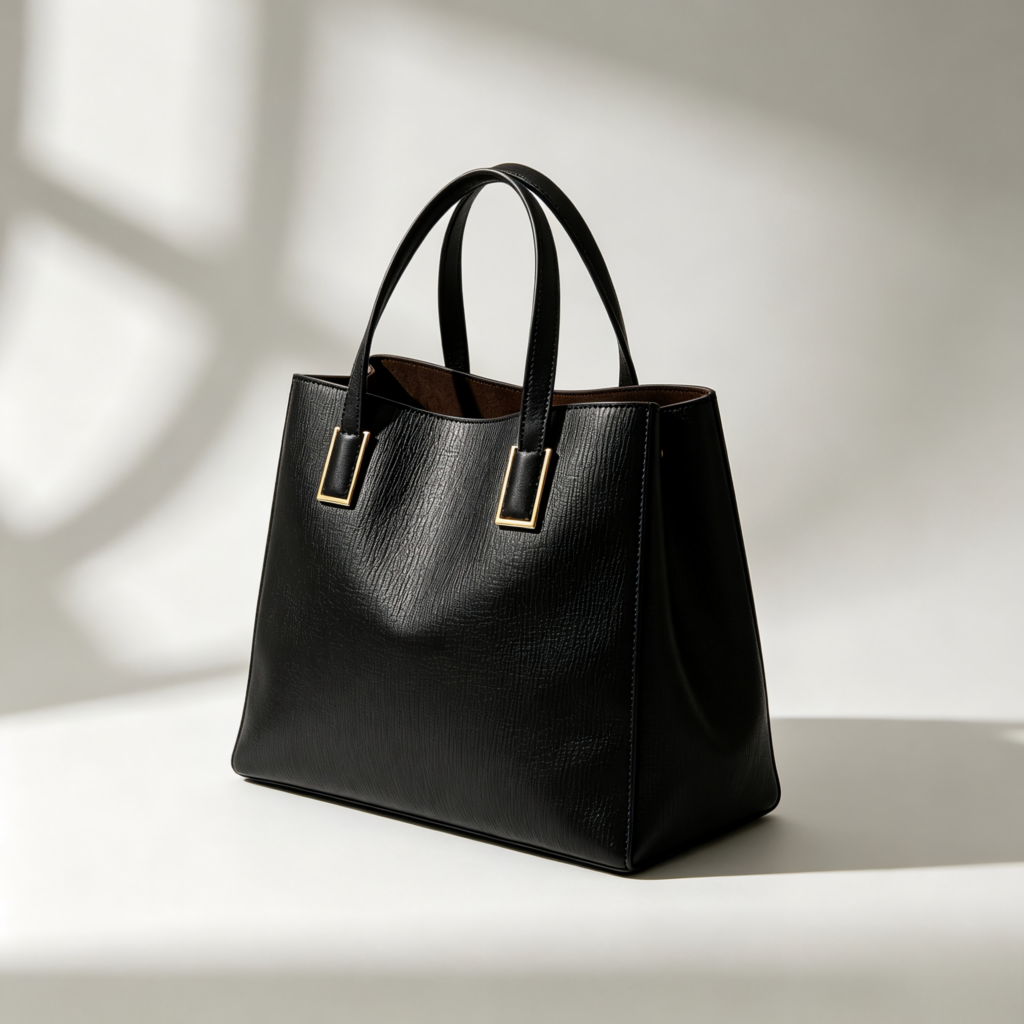 Mirbova Structured Jet Black Tote Bag