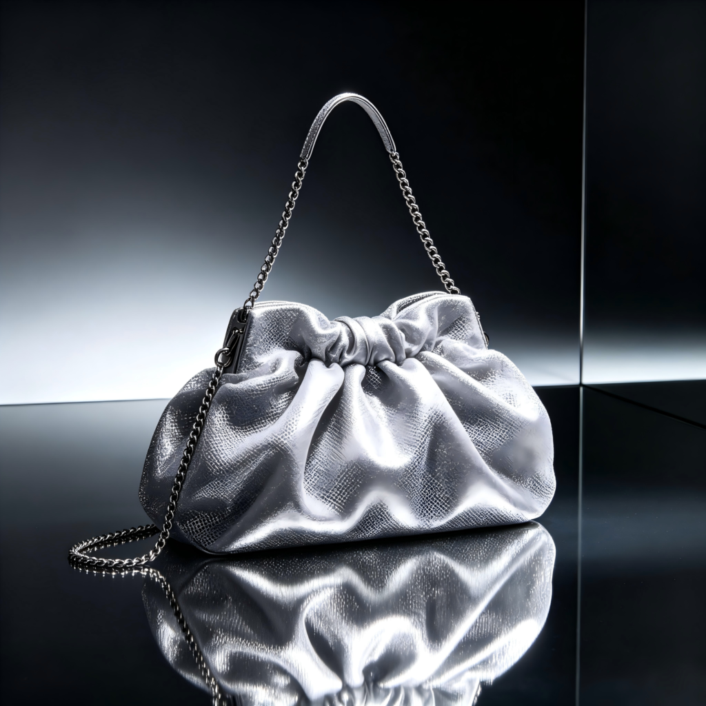 Mirbova Pure White Pleated Cloud Pouch Clutch