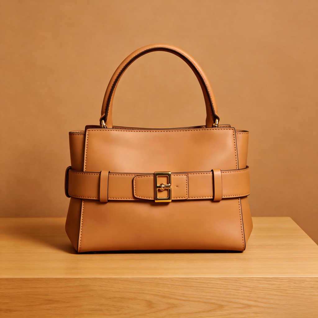 Mirbova Cognac Brown Belted Structured Satchel